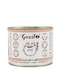 GUSSTO Cat Fresh Calf & Rabbit CARNE PROASPĂTĂ DE VIŢEL CU IEPURE 200 g